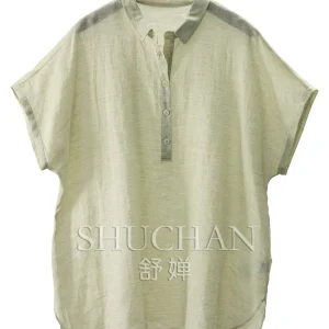 Old Money Blouse High-quality Art and Art Yarn-dyed 100 Ramie with Cut Sleeves Shirt Women 45W3 - AliExpress Shirts & Blouses
