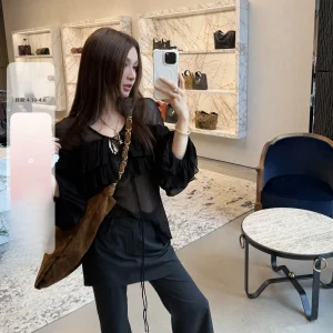 IUIU Improved Multi-Layer Handmade  irt 00% Silk Design Sensation Ele Top Women's Faion Spring Long Sve - AliExpress Shirts & Blouses