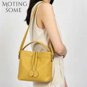 MOTINGSOME Top Quality Vegetable Tanned Leather Woman Bags Retro Luxury Small Bucket Calfskin Handbag Shoulder Messenger Bag - AliExpress Women's Handbags