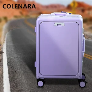 COLENARA Zipper Suitcase Front Opening Laptop Trolley Case ABS+PC Boarding Case 20"24 Inch Women's Aluminum Frame Luggage - AliExpress Luggage