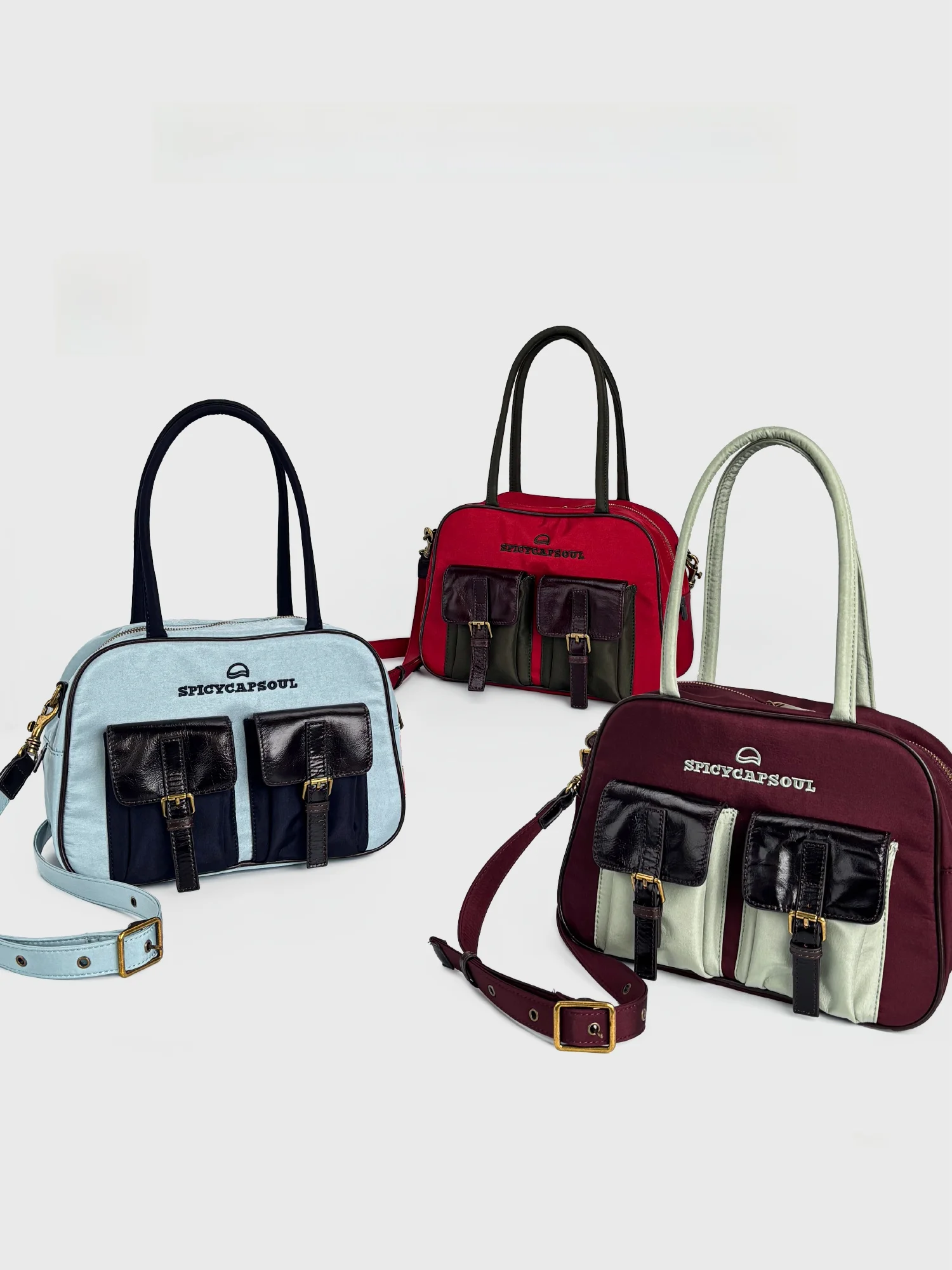 SpicyCapSoul Retro Shiny Nylon Briefcase Top Layer Cowhide Underarm Crossbody Bag Women's Square Shape Zipper Closure Handbag - AliExpress Women's Handbags