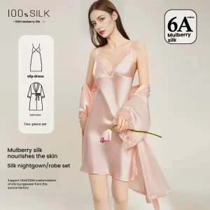 100% Mulberry Silk Pajamas Women 19 Momme Luxury Sexy Sleepwear Set V-Neck Lace Trim Short Sleeve Summer Nightwear Dress Robe Go - AliExpress Women's Sleep & Lounge