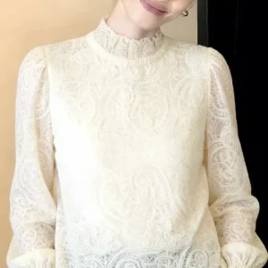 Loose Long Sleeve round Neck Lace Casual Base Shirt Women's Korean Style Design Sensation Autumn Winter New Fashion Top - AliExpress Shirts & Blouses