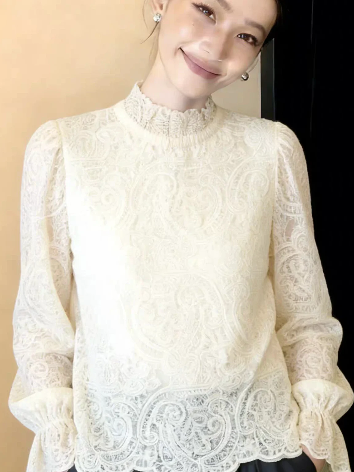 Loose Long Sleeve round Neck Lace Casual Base Shirt Women's Korean Style Design Sensation Autumn Winter New Fashion Top - AliExpress Shirts & Blouses
