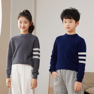 Children's Wool Sweater Cuff Three Bars Boys and Girls Same round Neck Soft Glutinous All-Match Sweater Outer Wear Base - AliExpress Sweaters&Jumpers