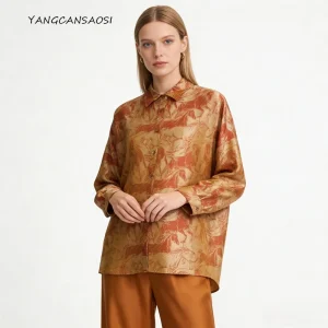 2026 Women's Spring Fashion New 100% Natural Mulberry Silk Song Brocade Horse Printed High Grade Square Neck Long Sleeve Shirt - AliExpress Shirts & Blouses