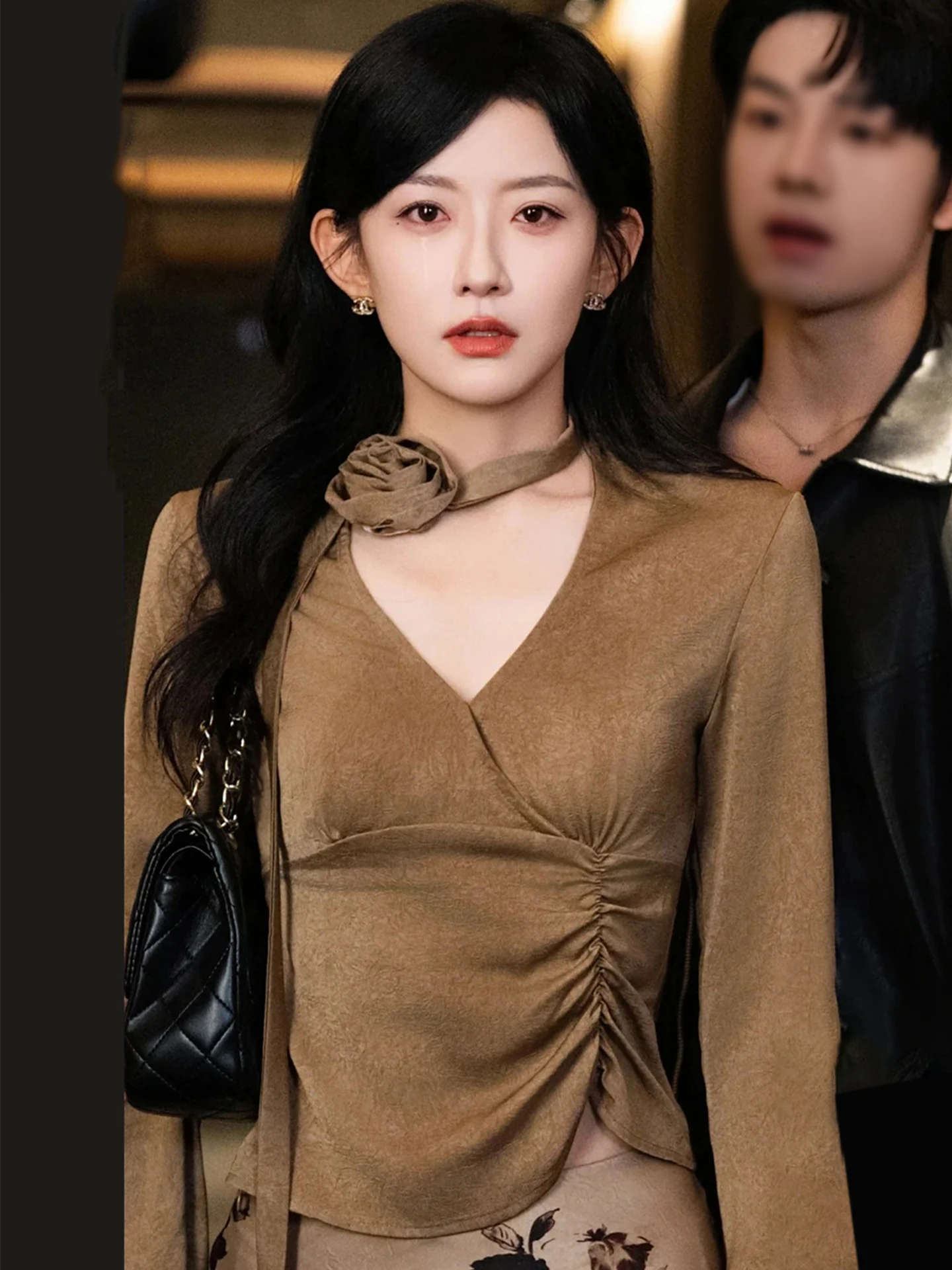 Korean Rain New Chinese Sle National Trend irt Women's Early Spring Old Money Sle Coffee ort V-ne Celebri Top - AliExpress Shirts & Blouses