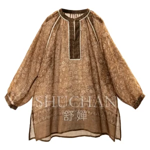 Blouse 100 Ramie Retro Positioning Printing Long Sleeve Shirt Women 77L2 Blouse for Women Blusas Mujer - AliExpress Shirts & Blouses