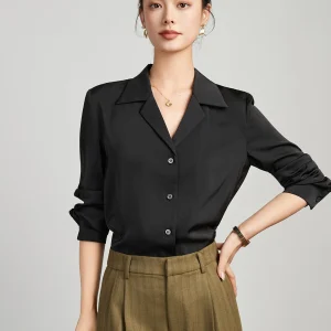 Bla Satin irt OL Women's Profional Quali Suit Collar Correct oulder Long Sve Busin Commute Sle Polyester F... - AliExpress Shirts & Blouses