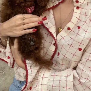 HEIDD Early Spring 2026 Cotton Shirt with Long Sleeves Collar Design And Wood Grain Embroidery Pattern Women's Fashion - AliExpress Shirts & Blouses