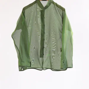 Green Silk Shirts Women's Lightweight Transparent Comfortable Retro Floral Embroidery New Chinese Style Top Fayinyoo H60343 - AliExpress Shirts & Blouses
