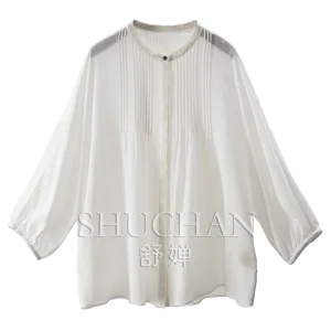 Plain Embroidery Qinglan Loose Vine Embroidery Organ Pleated Silk Shirt Women 67M8 Tops Women 2026 - AliExpress Shirts & Blouses