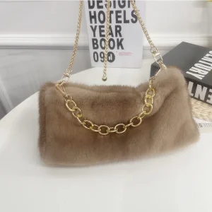 Pure Mink Fur Plush Shoulder Bag Shiwaka Women's High-end Fashion Designer Fluffy Tote Travel Crossbody Bag Casual Commuter Bag - AliExpress Women's Handbags