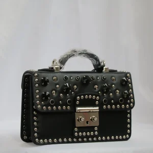Black Fashion Diamond Rivets Chain BagHandbag For Women Genuine Leather Lady Shoulder Bag Real Leather Crossbody Bag New - AliExpress Women's Handbags