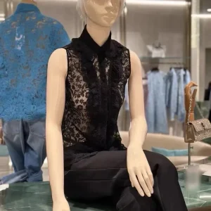 2026 Summer Elegant Ladies Top Chic Ruffles Women's Sleeveless Shirt Fashionable Transparent Embroidered Lace Tops - AliExpress Shirts & Blouses
