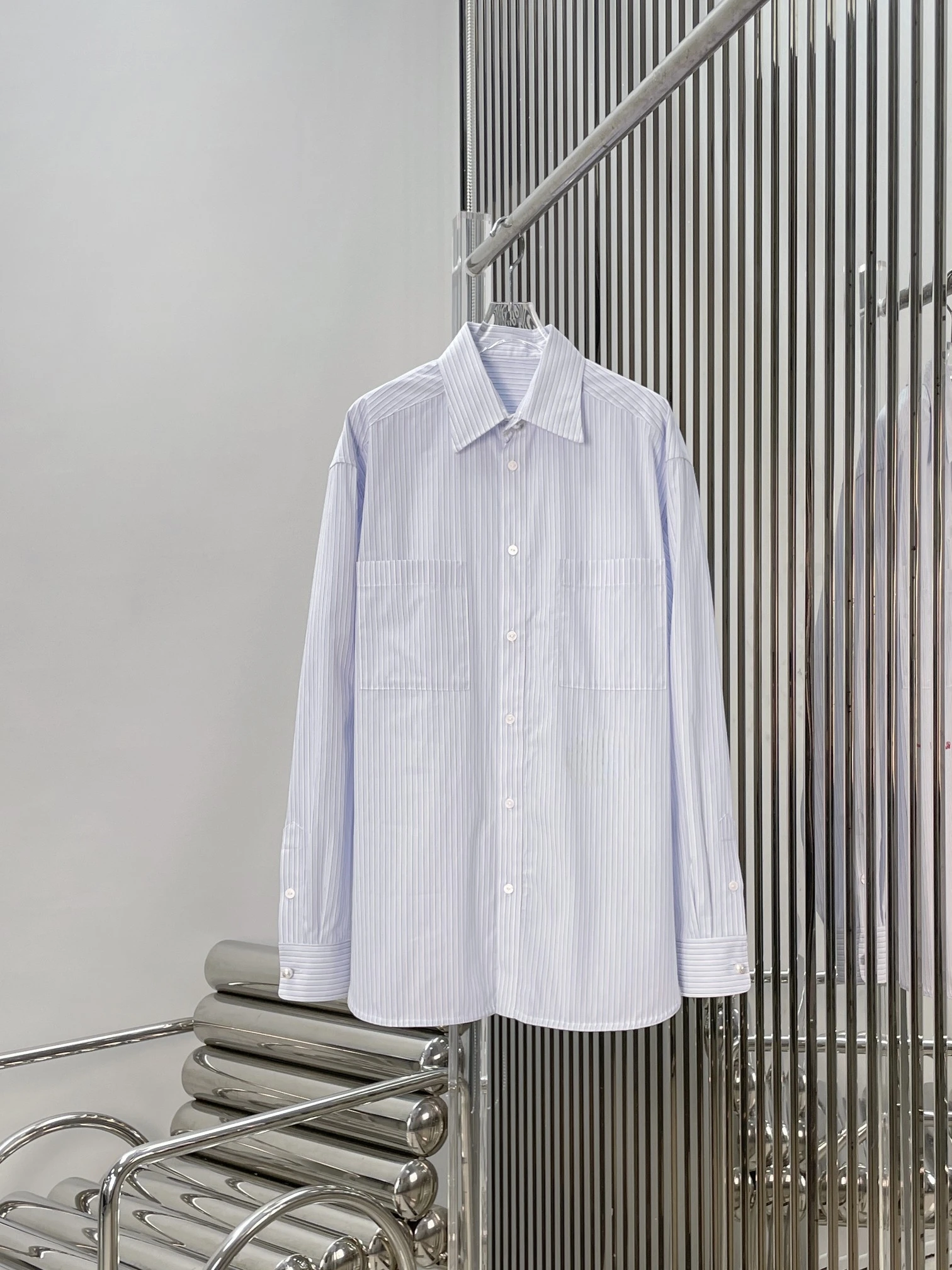 Women's Loose Long Sleeve Shirt Blue White Stripes Pearl Button Embroidery Casual Comfortable Cotton Polyester Blend - AliExpress Shirts & Blouses