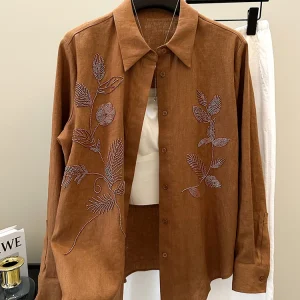 Elegant Embroidered Flower Straight Tube Shirt Women's Fashionable Versatile Personality Top Ziralina Anti-Uv Linen Shirt - AliExpress Shirts & Blouses