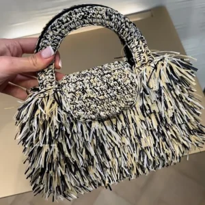 2026 New Arrival Women Vacation Raffia Tassel Handbag Vintage Tweed Woven Chain Crossbody Bag Luxury Designer Multi Color Shoulder Bag For Summer Beach Travel - AliExpress Travel Bags