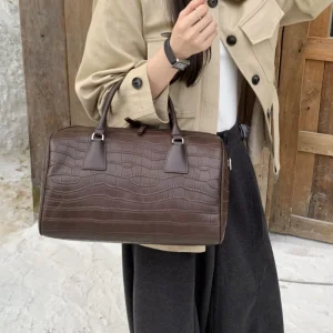 Crocodile Pattern Boston First Layer Cowhide Pillow Men and Women Pass One Shoulder Crossbody Portable Tote Bag Tide High Sense - AliExpress Women's Handbags