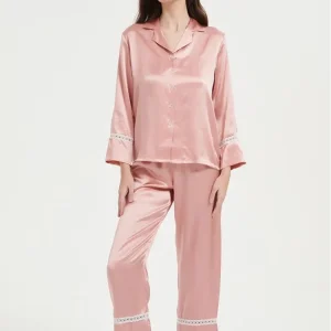100% Mulberry Silk Pajama Set for Women Simple & Elegant Long Sleeve Long Pants Two Pieces Homewear Cardigan Pajamas Loungewear - AliExpress Women's Sleep & Lounge