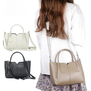 Solid Color Genuine Leather Top-Handle Bag For Women Fashion Casual Large Capacity Crossbody Bag And Adjustable Shoulder Strap - AliExpress Women's Handbags
