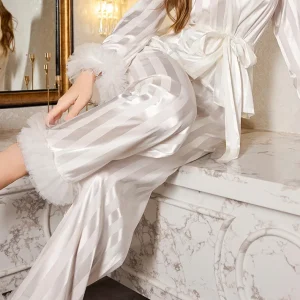 2025 New Ice Silk Pajamas Women's Spring and Summer Long-sleeved Trousers Loungewear Suit Europe and America - AliExpress Women's Sleep & Lounge