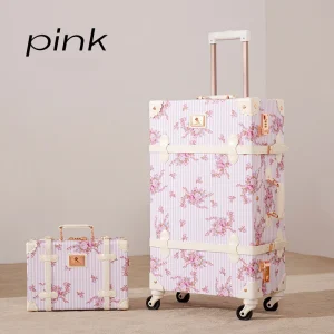 New Vintage Travel Suitcase Women Set Handbag Boarding Trolley Luggage Universal Wheel Fresh Floral Fashion Bag 20/22/24/26 Inch - AliExpress Luggage