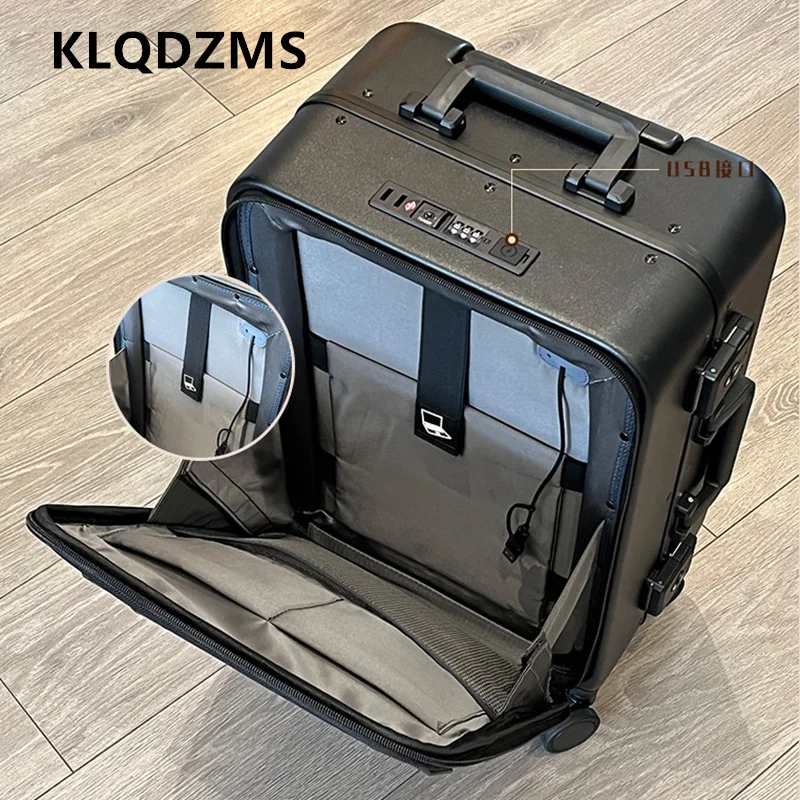 KLQDZMS Oxford Cloth + PC Luggage Front Opening Boarding Box Women's Laptop Trolley Case 18"20"24 Inch Men's Business Suitcase - AliExpress Luggage
