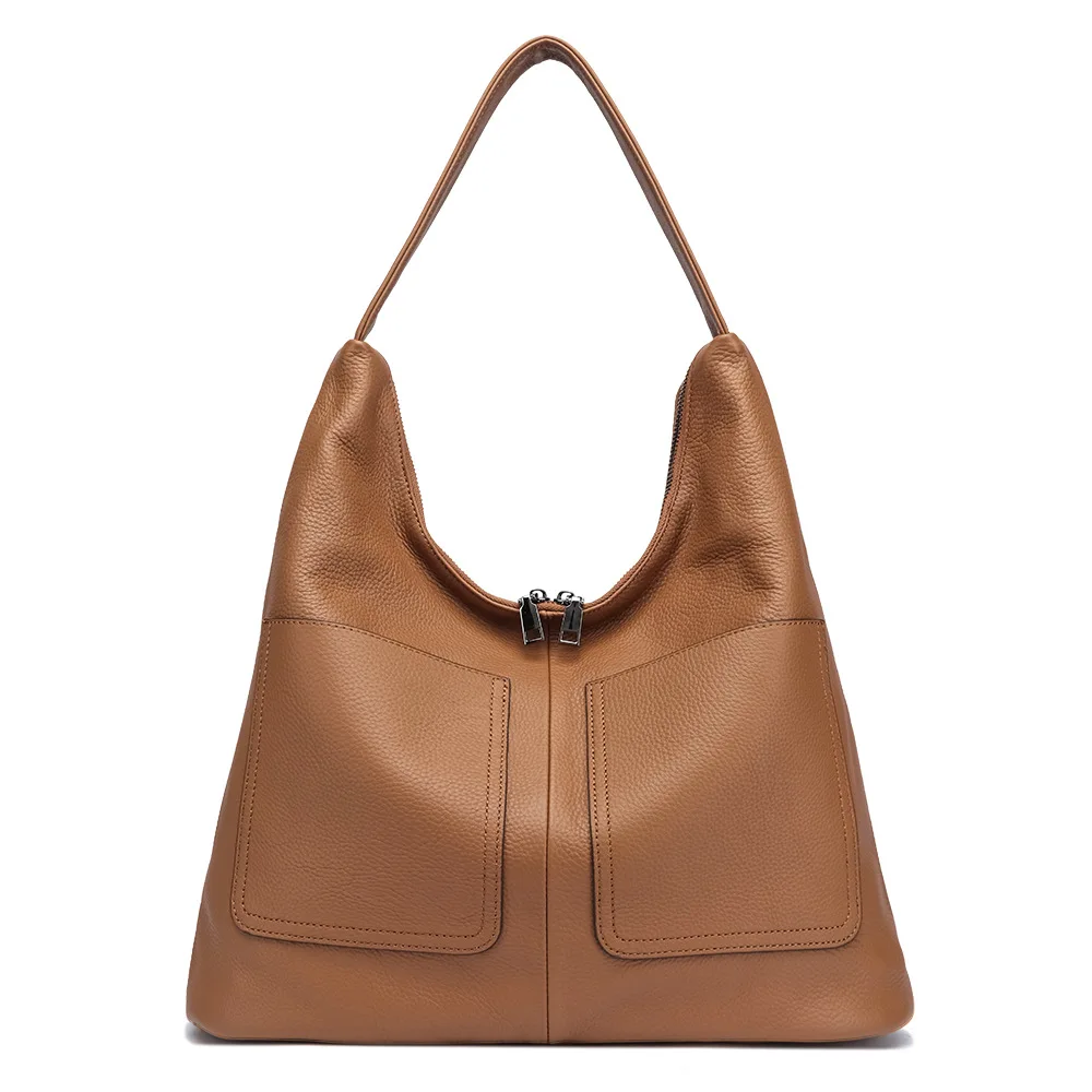 New Minimalist Design Genuine Leather Top Layer Cowhide Handmade Simple Handheld Tote Versatile Commuter Underarm Crossbody Bag - AliExpress Women's Handbags