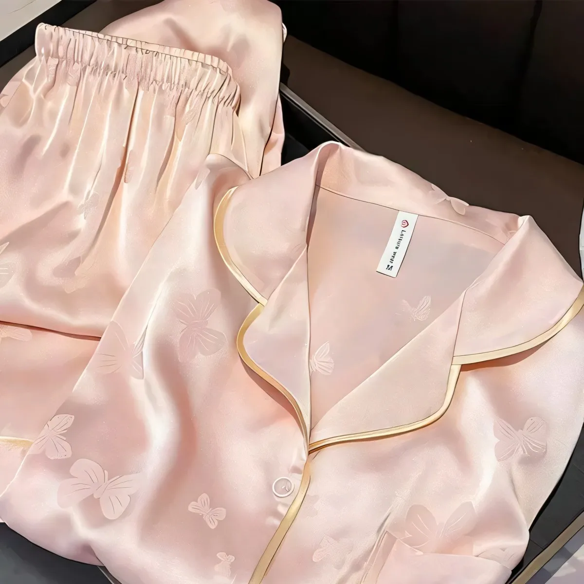 Women's Mulberry Silk Summer Pajamas Set Solid Color Jacquard Long Sleeves Trousers Gift Box Spring Summer Autumn Solid XXL Size - AliExpress Women's Sleep & Lounge