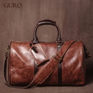 GURO High Quality Genuine Leather Travel Bag Men's Weekend Gym Handbag Luxury Cowhide Luggage Bag Vintage Shoulder Crossbody Bag - AliExpress Travel Bags