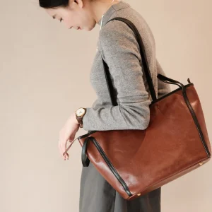 simple vintage First layer cowhide women's large tote bag weekend shopping shoulder bag casual natural genuine leather handbag - AliExpress Women's Handbags