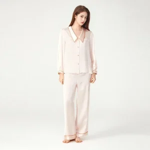 2026 Autumn and Winter Women's Silk Pajamas Set Doll Collar Long Sleeve Top Trousers Made From 100% Mulberry Silk XXL Size - AliExpress Women's Sleep & Lounge