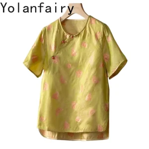 YOLANFAIRY Real 100% Mulberry Silk T Shirts for Women Fashion Butterfly Summer Womens Tops Printed Tee Shirt Short Sleeve Blouse - AliExpress Shirts & Blouses