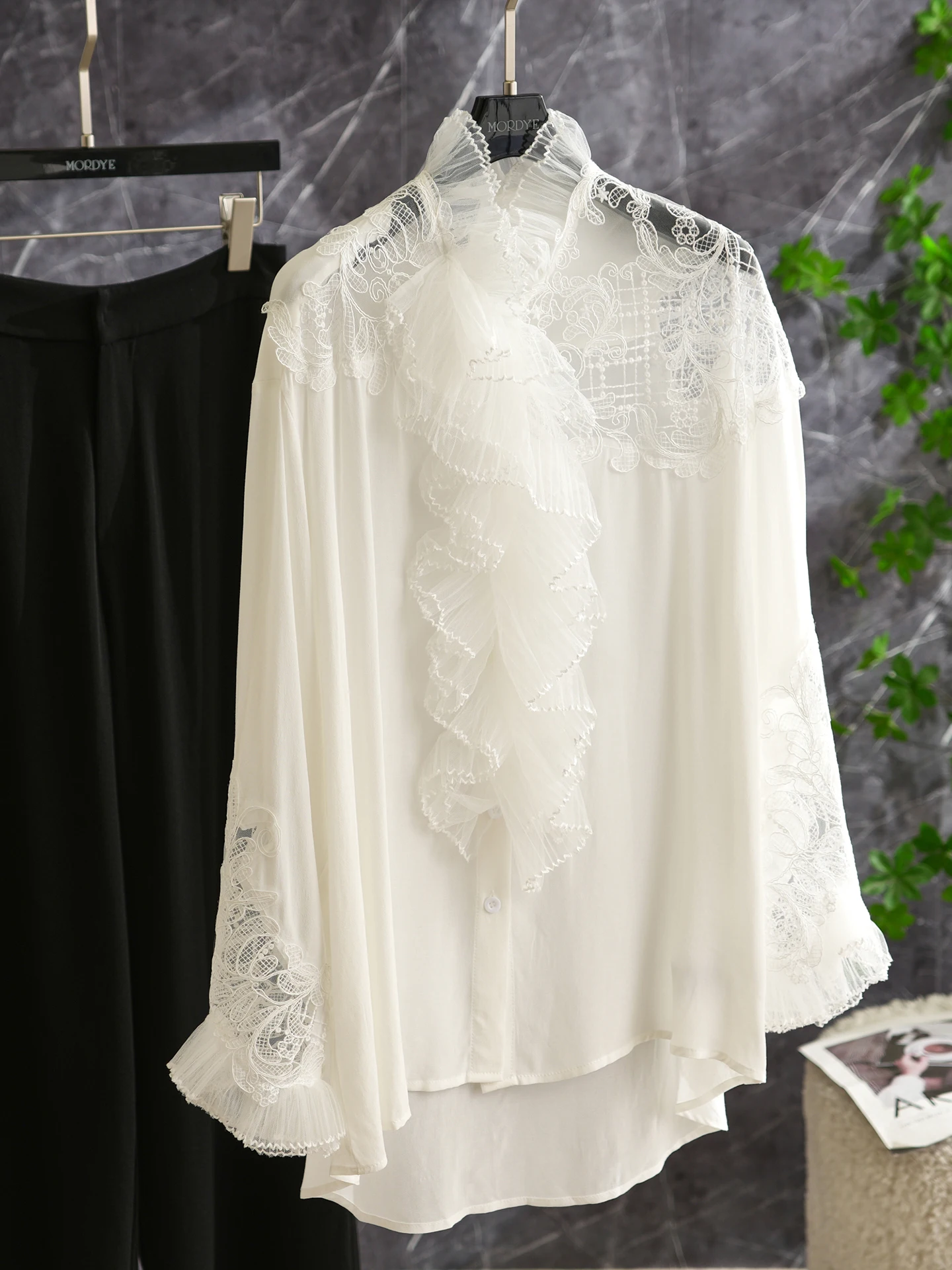 Loose Fit Silk Cotton Lace Hollow out Lantern Sleeve Shirt with Bow Detail Original Design Women's Summer Top White - AliExpress Shirts & Blouses
