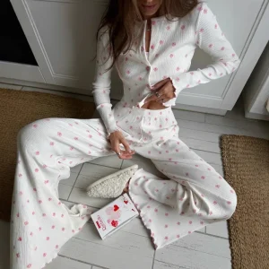 2026 Autumn Women's Two Piece Set  Loose Knitted Lace Lounge wear Outside Wear Perfect Pajamas Casual Outfits Printed XL Size - AliExpress Women's Sleep & Lounge