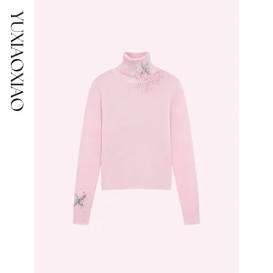 Warm Sweet Wool Blend High Ne Knitted Sweater by Yu Xiaoxiao Comfortable Base Layer with Precious Rhinestone Decoration Cas... - AliExpress Sweaters&Jumpers