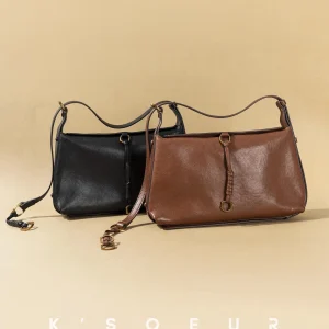 First Layer High-end Cowhide Retro Soft Feel Handmade Shoulder Bag Vintage Black Brown High Quality Fashion Handbag For Women - AliExpress Travel Bags