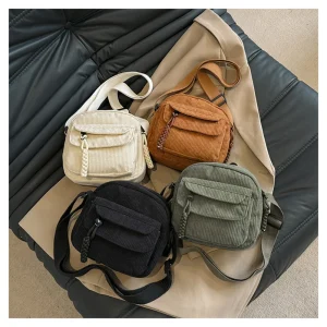 DHL30pcs Shoulder Bags Women Corduroy Plain Square Shaped Double Zipper Light Protable Crossbody Bag - AliExpress Women's Handbags