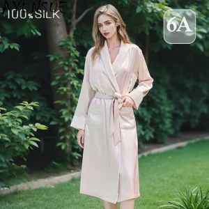 AYUNSUE 100% Mulberry Silk Robes for Women 19MM Silk 2026 Spring Summer Sleepwear Bathrobes Pijama Feminino Пижама Женская 잠옷 - AliExpress Women's Sleep & Lounge