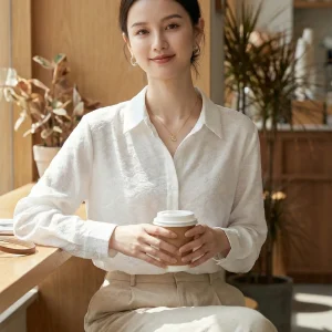 Luxury White Silk Jacquard Shirt Women's 2026 New Spring French Style Long Sleeve Blouse Business Casual Tops Soft Breathable - AliExpress Shirts & Blouses