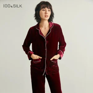Autumn Winter New Women's 100% Mulberry Silk Pajamas Set Thick Velvet Warm Sleepwear Loungewear Outfit - AliExpress Women's Sleep & Lounge