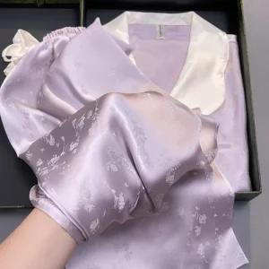 New [Silk Mulberry  Light Luxury Pajama Women's Long Sleeve Home Clothes Set Sweet Doll Neck - AliExpress Women's Sleep & Lounge