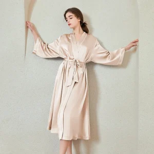 Elegant Long Women's Silk Robe Kimono Luxury 100% Mulberry Silk Nightgown Bathrobe with Belt Women's Sexy Loungewear Nightie PJS - AliExpress Women's Sleep & Lounge