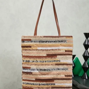 2026 Summer New Colorful Striped Yarn Handwoven Bag, Large Capacity Crochet Tote Shoulder Bag for Women Travel Beach Casual Shop - AliExpress Women's Handbags