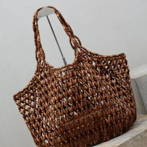 Simple Casual Hand Woven Wooden Bead Handbag New Vintage Style Easy Matching Summer Vacation Women Handbag Shoulder Bag Tote Bag - AliExpress Women's Handbags