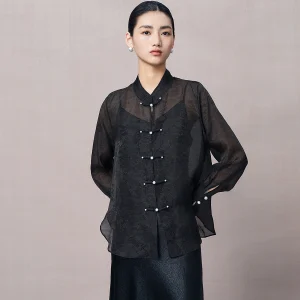 Annibycn Silk Lightweight Stand Collar Sun Protection Shirt Women Summer Thin Traditional Chinese Style Top - AliExpress Shirts & Blouses