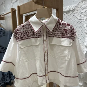 HEIDD Casual Style Short Sleeve Cotton Shirt with Large Pockets And Heavy Embroidery Loose Fit Spring 2026 Women's Top - AliExpress Shirts & Blouses