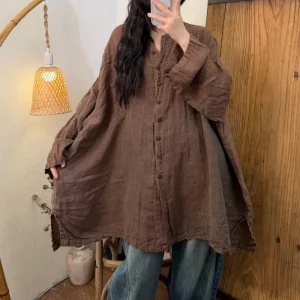 2026 Spring Autumn New Arts Style Women Long Sleeve Loose Casual Shirts Single Breasted Vintage Cotton Linen Long Blouse Female - AliExpress Shirts & Blouses