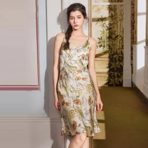 Print 19 Momme 100% Mulberry Silk Camisole Nightdress Women Summer Sexy Pajamas With Built-in Bra Vacation Slip Dress Loungewear - AliExpress Women's Sleep & Lounge